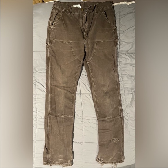 Chocolate Carhartt double knee jeans - Picture 2 of 9
